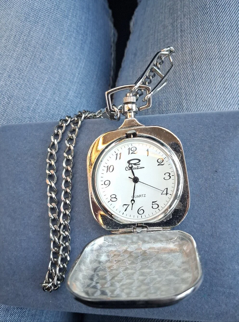Q Collection - Silver and Gold Pocket Watch Pendant Keychain - Engraveable